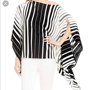 Vince Camuto Linear Accordion Striped Poncho